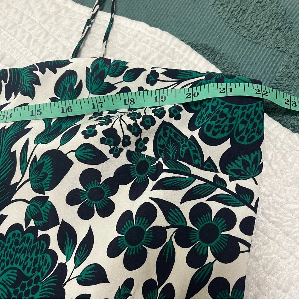 J CREW 100% Silk Hi Low Maxi Dress Tropical Floral Green White Bow Size 20 - Picture 10 of 15